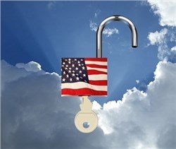 Padlock with american flag